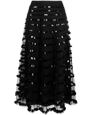 RED Valentino Sequin-Embellished Tulle Midi Skirt - Black