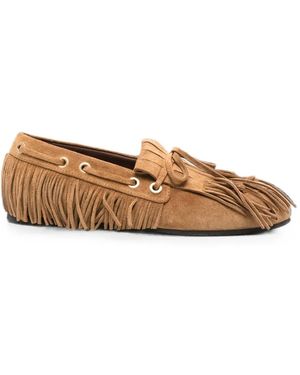 Etro Fringed Lace-Up Loafers - Natural