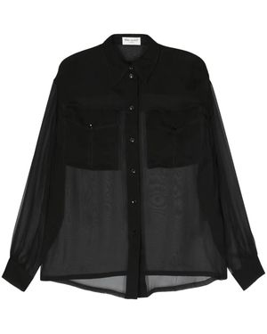 Saint Laurent Semi-Sheer Silk Shirt - Black