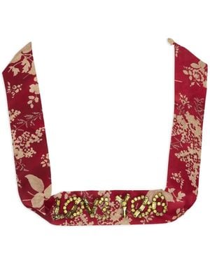 Red(V) Cuello con apliques florales - Rojo