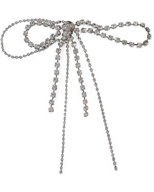 YELLOWSWALLOW Crystal-Embellished Layered-Bow Brooch - White