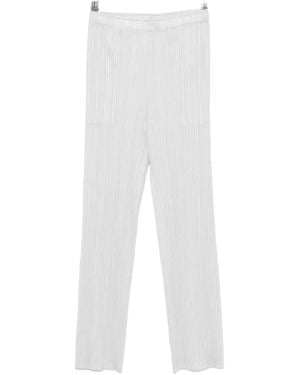 Pleats Please Issey Miyake Pleated-Design Trousers - White