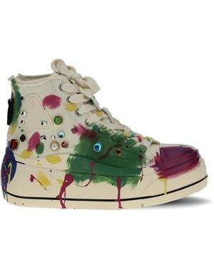 R13 Painted Embellished Sneakers - Green