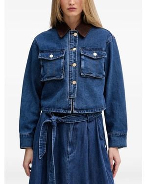 Pedro Del Hierro Madrid Contrast-Collar Denim Jacket - Blue