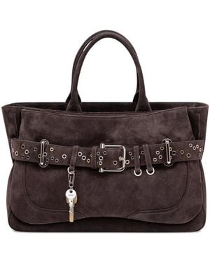 OSOI Eyelet Belted Tote - Brown