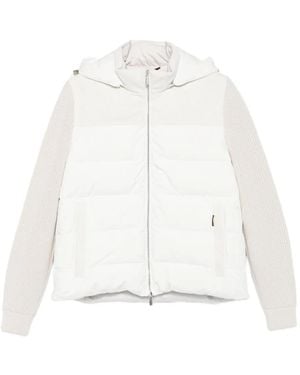 Moorer Quilted Knitted-Sleeve Jacket - White