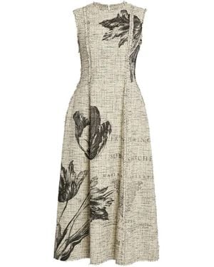 Erdem Robe Mi-Longue Sans Manches À Fleurs - Natural