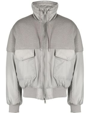 FIVE CM Logo-Appliqué Knitted-Panel Bomber Jacket - Gray