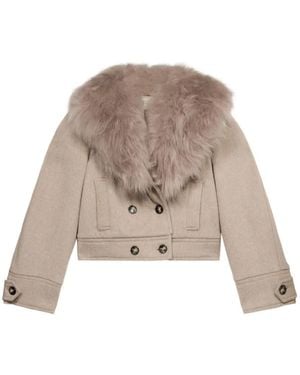 Blumarine Doppelreihiger Mantel Aus Faux Fur - Natur