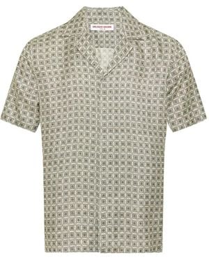 Orlebar Brown Maitan Seidenhemd Mit Geometrischem Muster - Grau