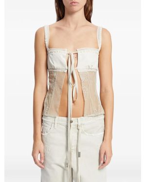 Ann Demeulemeester Embroidered Silk Top - White