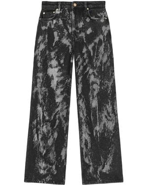 Ganni Painterly-Print Palazzo Trousers - Grey