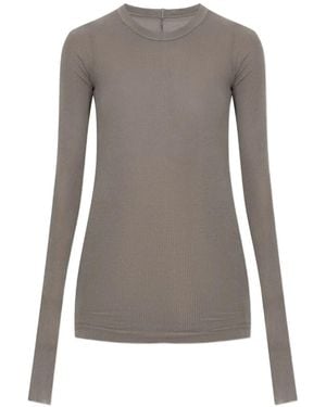 Rick Owens Ribbed-Knit Long-Sleeve T-Shirt - Gray