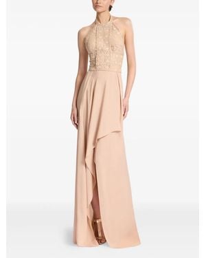 Elie Saab Lace-Insert Halter Neck Dress - Natural