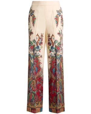 Etro Zijden High Waist Broek Met Paisley-Print - Wit