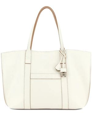 Hogan Script Media Shopping Bag - White