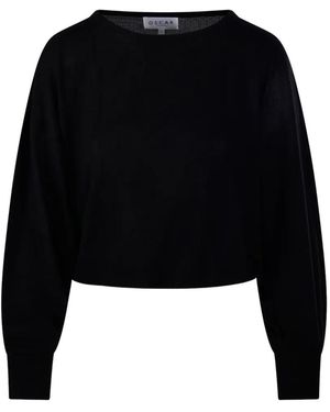OSCAR THE COLLECTION Fine-Knit Cropped Sweatshirt - Black