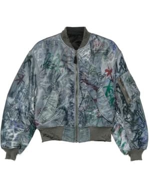 Protocol Index Omkeerbaar Bomberjack Met Ritssluiting En Print - Blauw