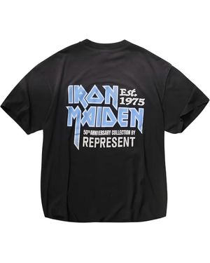 Represent Iron Maiden Logo-Print T-Shirt - Black