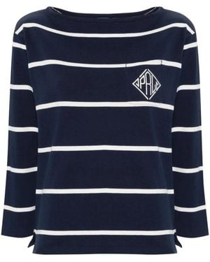 Polo Ralph Lauren Logo-Embroidered Striped T-Shirt - Blue