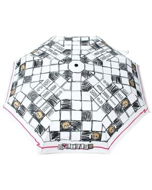 Moschino Checkerboard-Print Umbrella - White