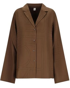 TOTEME Monogram flannel top - Marrón