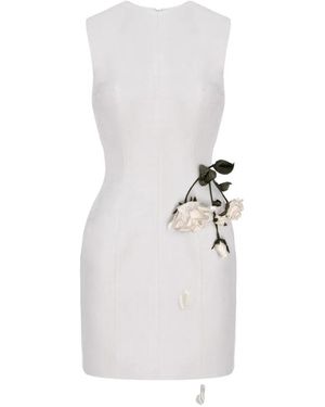 Cristina Savulescu Rose-Appliqué Sleeveless Mini Dress - White
