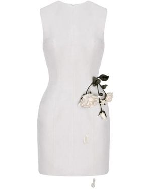 Cristina Savulescu Rose-Appliqué Sleeveless Mini Dress - White