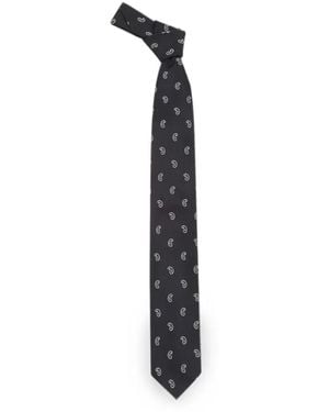 Lardini Corbata De Seda Con Estampado De Cachemira - Blanco