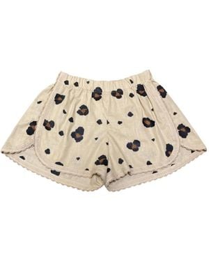 ORSINA Animal-Print Lace-Trim Shorts - Natural