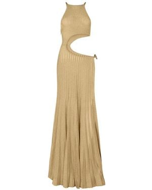 Roberto Cavalli Cut-Out Snake-Detail Maxi Dress - Metallic