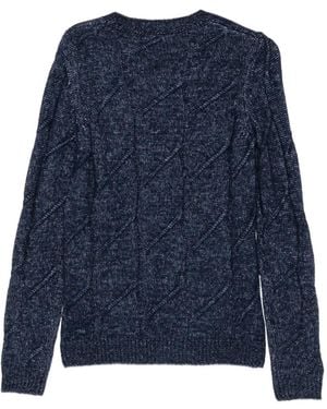 Alpha Studio Aran Pullover Mit Zopfmuster - Blau