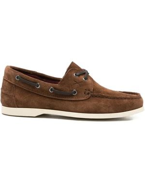 Manebí X Luca Rubinacci Logo-Detail Boat Shoes - Brown