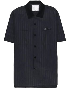Sacai Overhemd Met Geborduurd Logo - Blauw