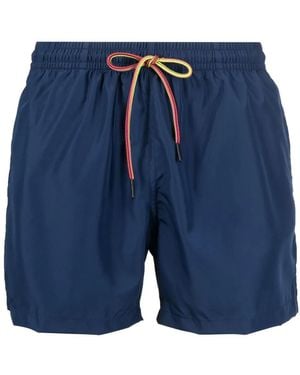 NOS Beachwear Logo-Patch Swim Shorts - Blue