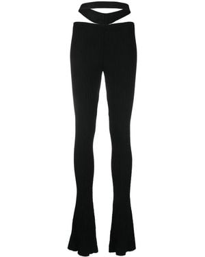 ANDREADAMO Cut-Out Ribbed-Knit Trousers - Black