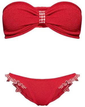 Hunza G Schulterfreier Jean Bikini - Rot