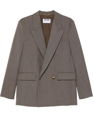 Moschino Double-Breasted Heart-Button Blazer - Brown