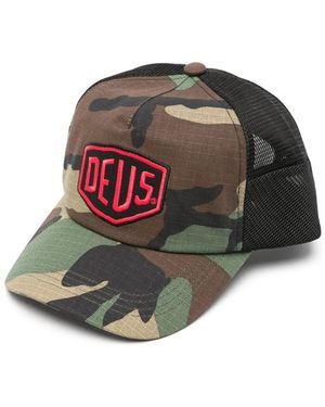 Deus Ex Machina Paris Camouflage-Print Logo-Patch Cap - Green