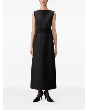 Thom Browne Silk Moire Boat Neck Column Dress - Black