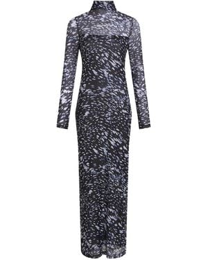 Karl Lagerfeld Mesh High-Neck Dress - Blue