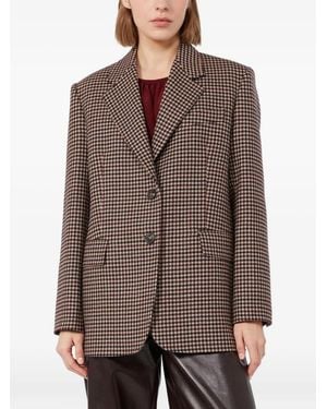 Max Mara Mstsalice Check-Pattern Virgin-Wool Blazer - Brown