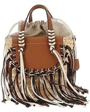 CUBA LAB Tassel Top-Handle Clutch Bag - Natural