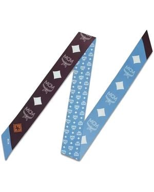 MCM Reversible Monogram-Print Silk Scarf - Blue