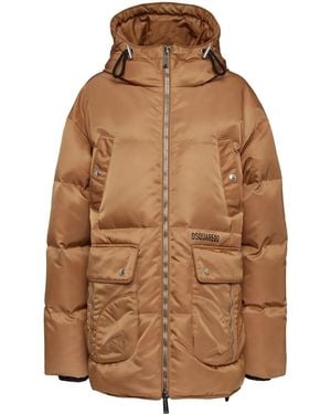 DSquared² Quilted Hooded Coat - Brown