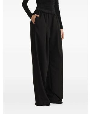 2310 STUDIO Elastic-Waist Wide-Leg Trousers - Black