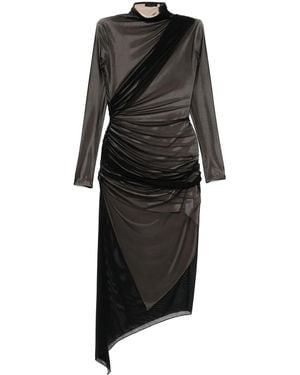 Mugler Asymmetrical Hem Midi Dress - Black