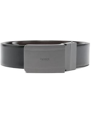 BOSS Logo Leather Belt - Grey