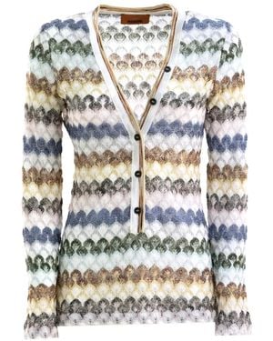 Missoni Zigzag-Knit V-Neck Sweater - White