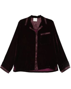 forte_forte Chest-Pocket Satin-Trim Shirt - Black